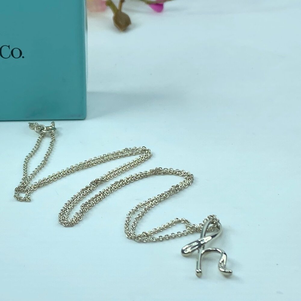 Tiffany & Co. XL “h” Silver Initial Necklace